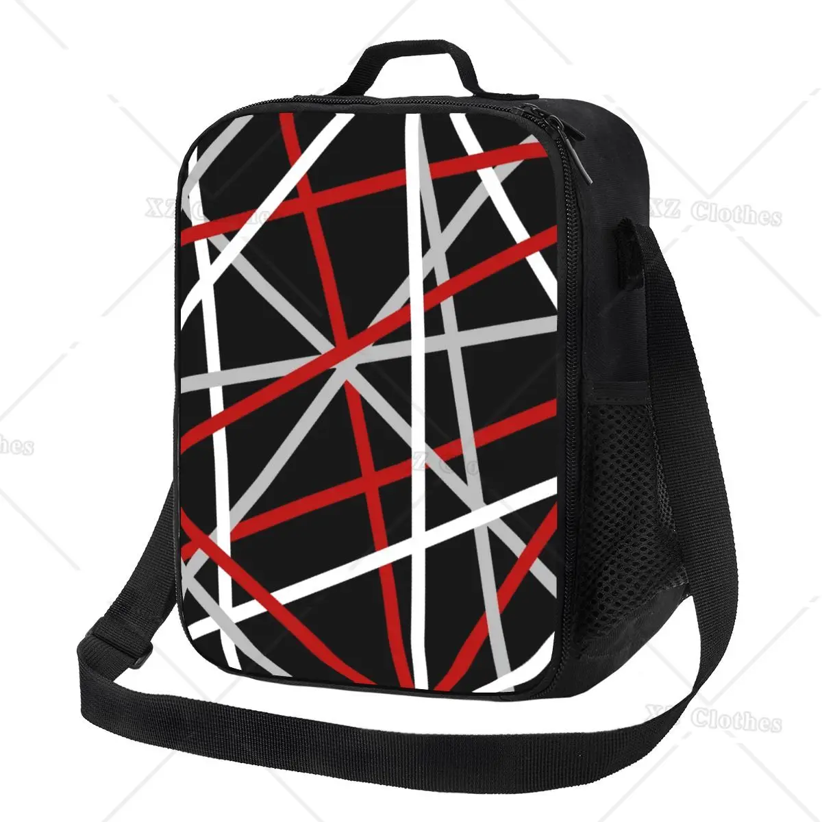 

Custom Abstract Lines Lunch Bag for Women Men Kids Warm Cooler Insulated Lunch Box with Side Pocket for Picnic Trip Work School
