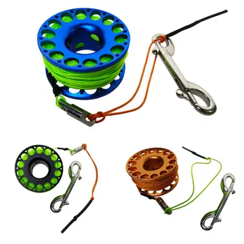 15M 20M 30M Scuba Diving Aluminum Alloy Spool Finger Reel with Stainless Steel double ended hook SMB Equipment Cave Dive 1