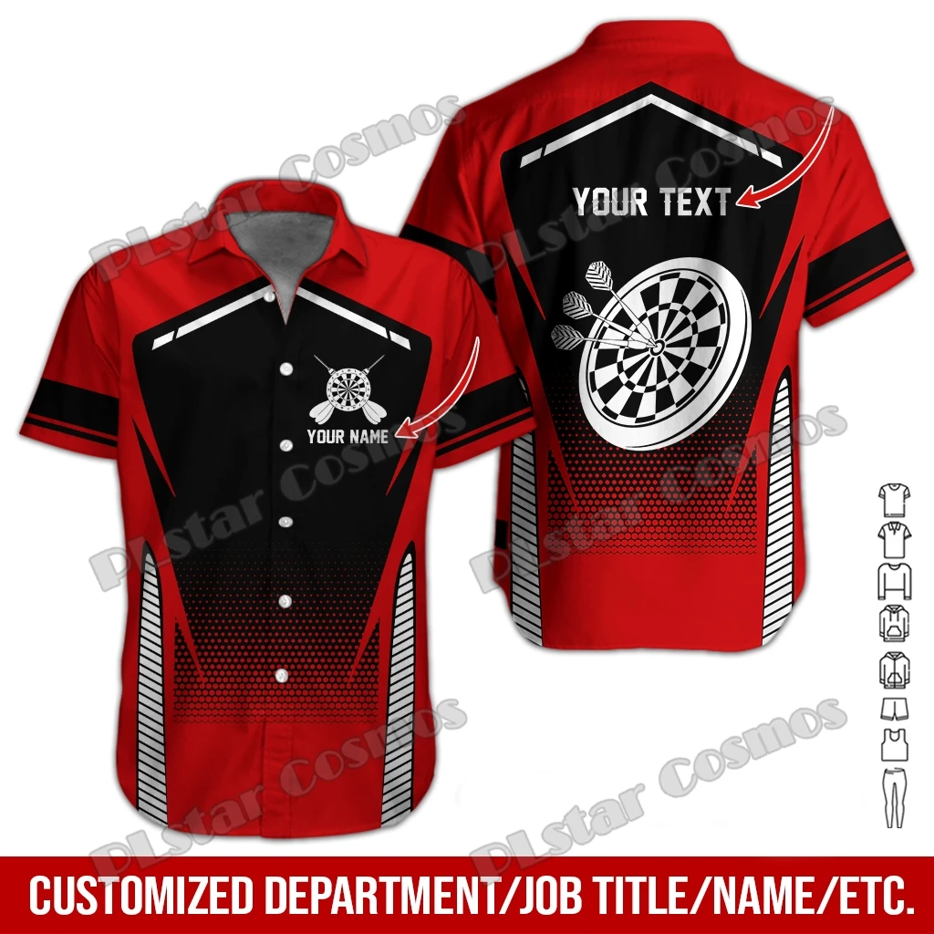 Personalized Name Darts Player 3D Printed Men's Hawaiian Shirt Summer Beach Short sleeve shirt Unisex Casual Tee shirts SH02 5