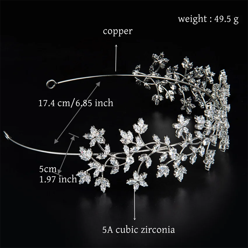 Luxus Braut Stirnbänder Hochzeit Haar Schmuck Zubehör Zirkonia CZ Elegante Braut Tiaras Kronen Für Frauen Prom Kopfschmuck – Detail 15