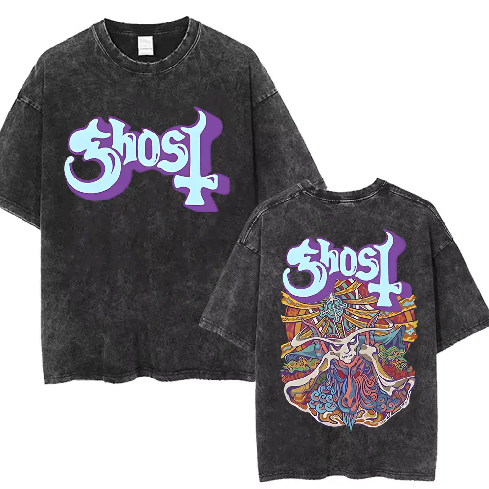 Ghost Band Graphic Tshirt Washed Vintage Skeleton Rock