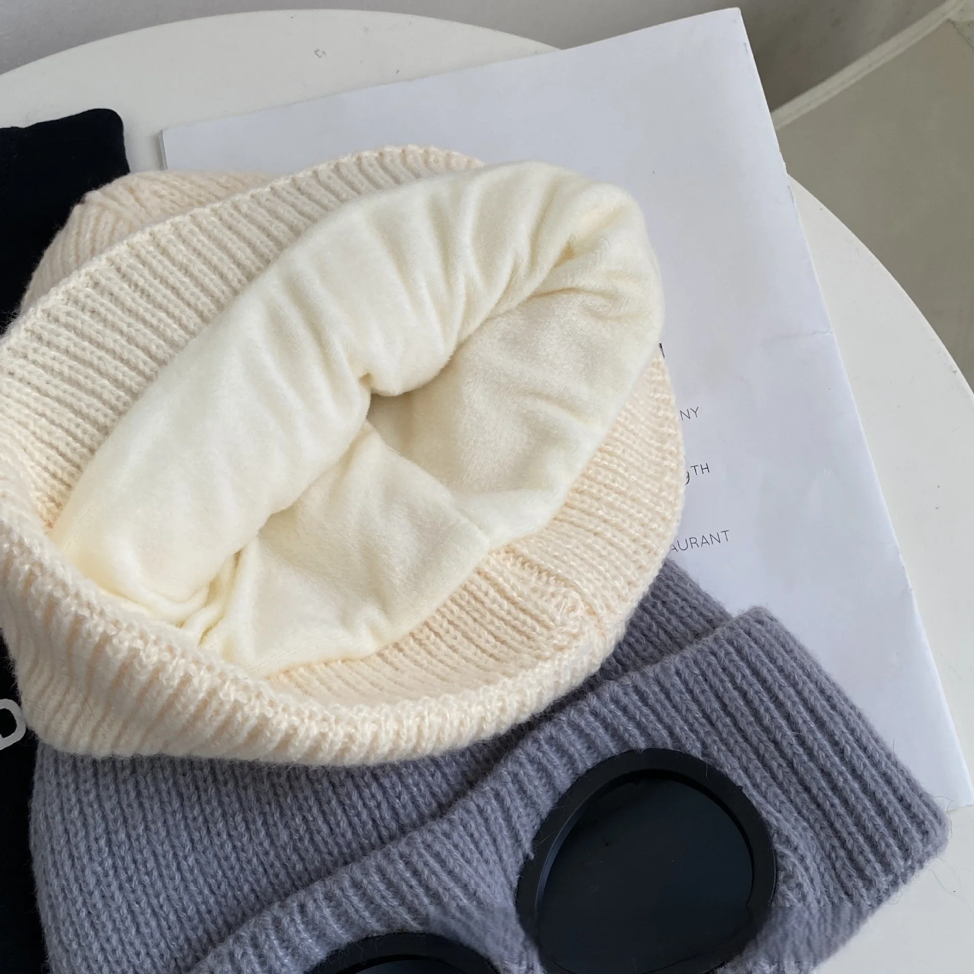 Ski Snowboard Accessories Windproof Mirror Ski Cap Padded Warm Fashion Simple Daily Ski Dual-use Fall and Winter Fashion Single Product Wool Cap Windbreak