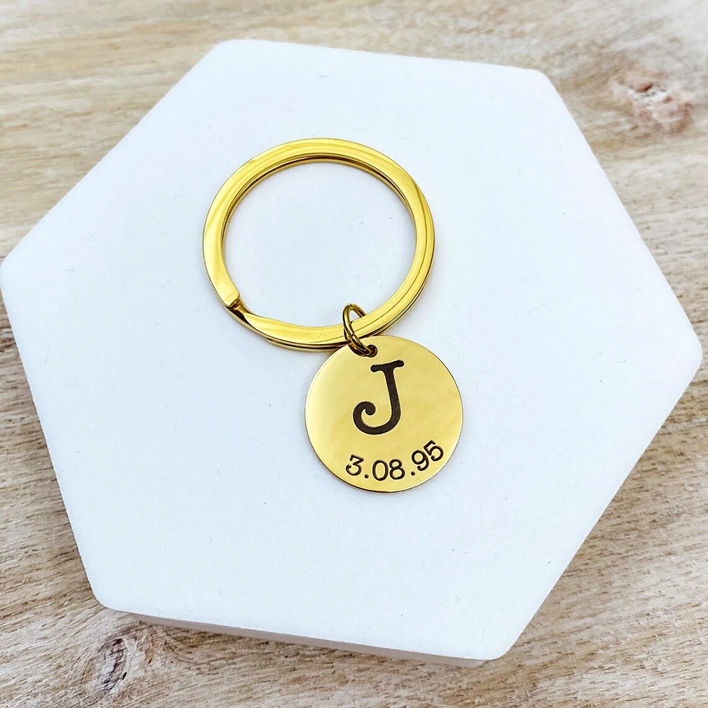 

Round Custom Name Keychain, Stainless Steel Metal Personalized Round Keychain, Simple And Exquisite Jewelry, Gift For Friends