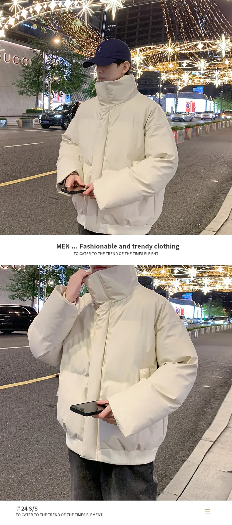 Einfarbige, mit Baumwolle gefütterte Herrenjacke, 2025, Winter, lässig, dick, Parkas, Jugend, Streetwear, winddicht, warmer Mantel, Outdoor-Top-Kleidung – Detail 13