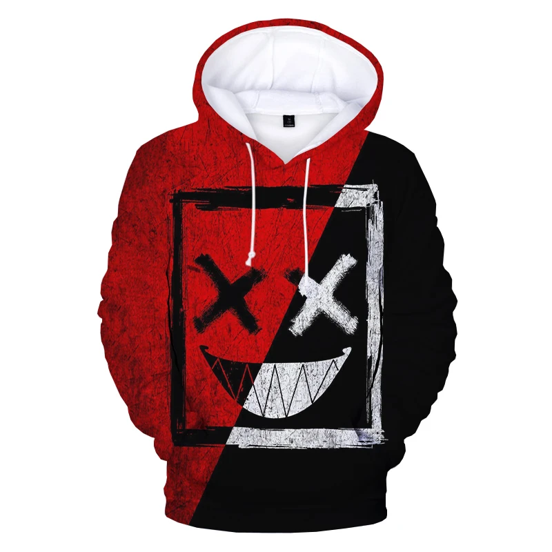 thumbnail image 1 of Sudadera con capucha con estampado 3D de cara sonriente de diablo a la moda para hombre y mujer, estilo hip hop, informal, divertida, con estampado XOXO, 1 of 4