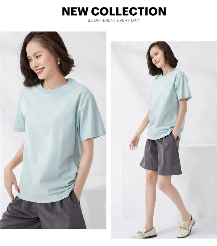 Women T-shirts 2024 Summer Tops Solid Short Sleeve Loose O-neck 100% Cotton Casual Ladies Shirts Harajuku Korean Woman Tshirts