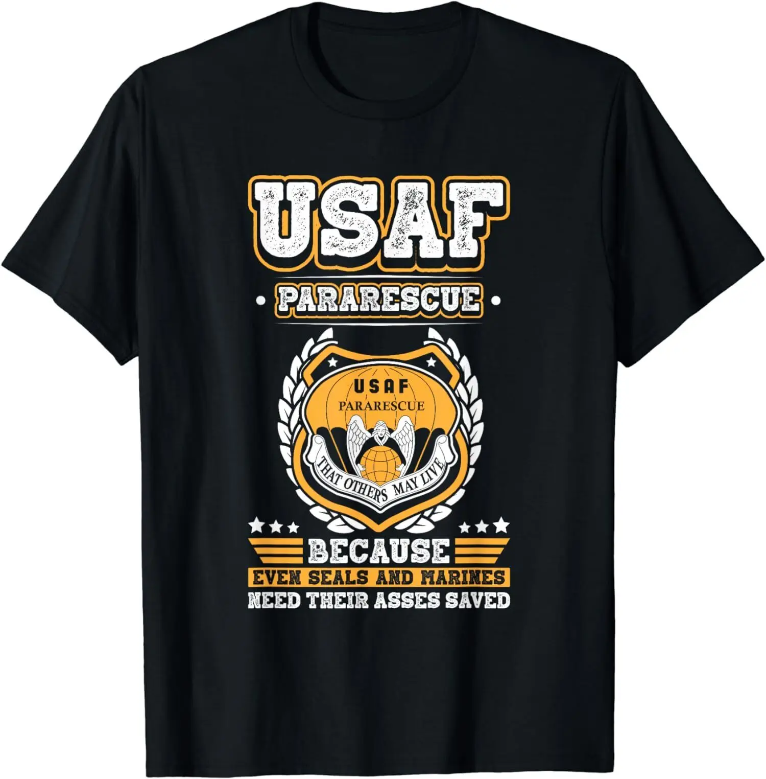 Новые ограниченные USAF параспасательные средства, которые могут живать другие, потому что даже футболка с печатью