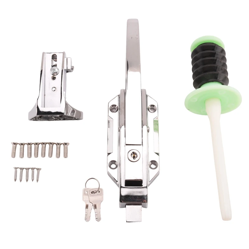 

Cooler Door Latch Kit Safety Freezer Door Latch Handle Set With Adjustable Offset Strike And Inside Release And Keys