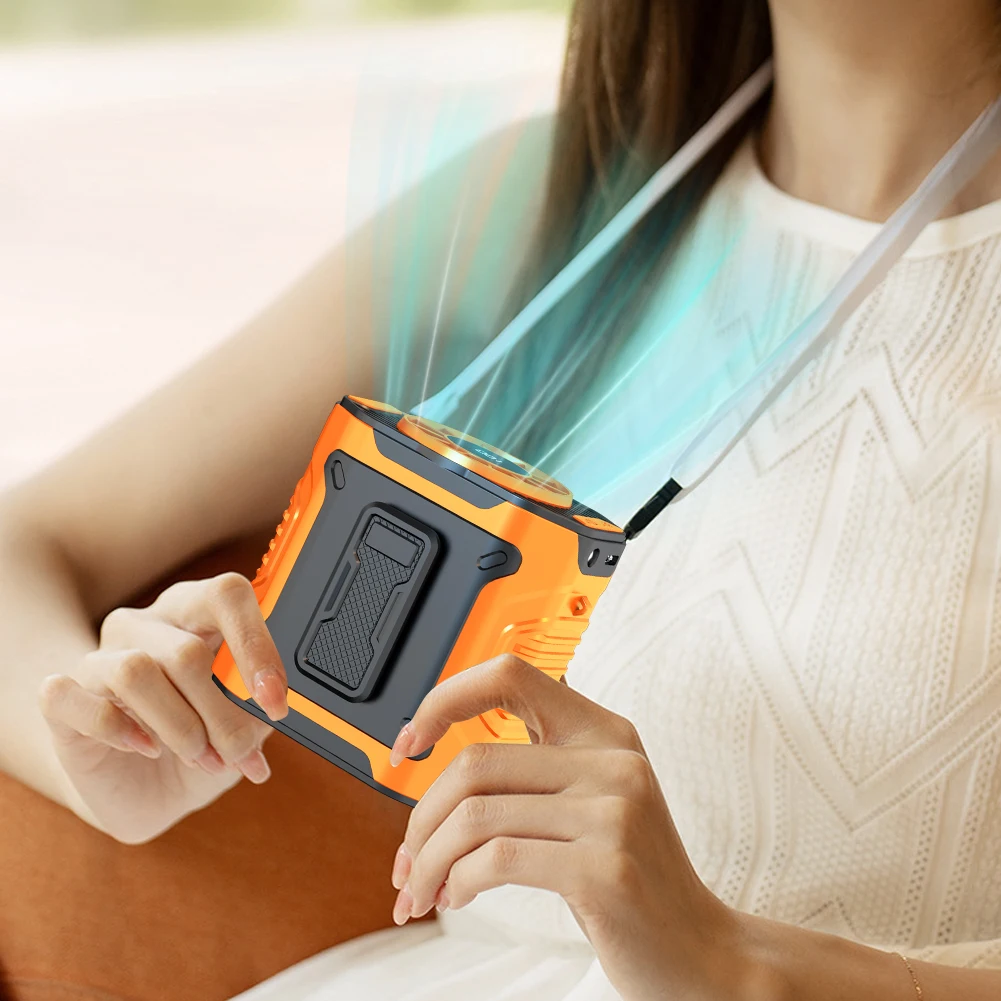 휴대용 허리 팬 USB 충전식 클립형 웨어러블 벨트 셔츠 바디 팬, 손전등 기능 포함, 야외 캠핑 여행용 개인 팬