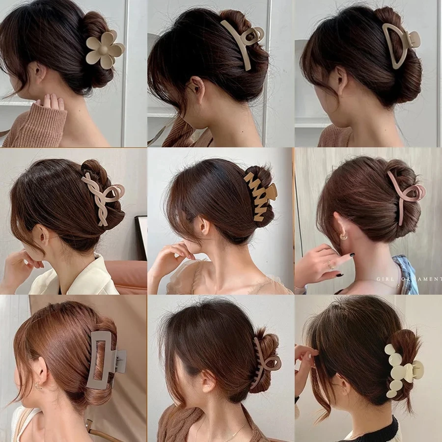 Frauen geometrische Haar Krallen clips Korea Kaffee Beige Acryl große Haar Kralle Haarnadel Haars pangen Krabben Mädchen Kopf bedeckung Haarschmuck