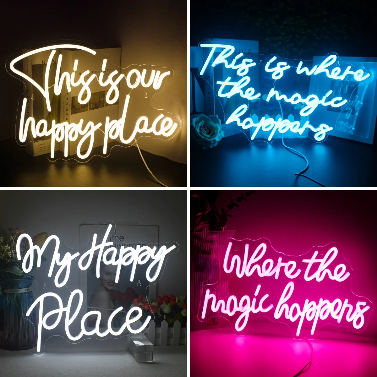 This Is Our Happy Place Neon Led Sign Letter Wall Decor