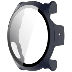 Protective Watch Case Cover with Glass Film - Hard PC Frame Shell Accessory (Ink Blue)