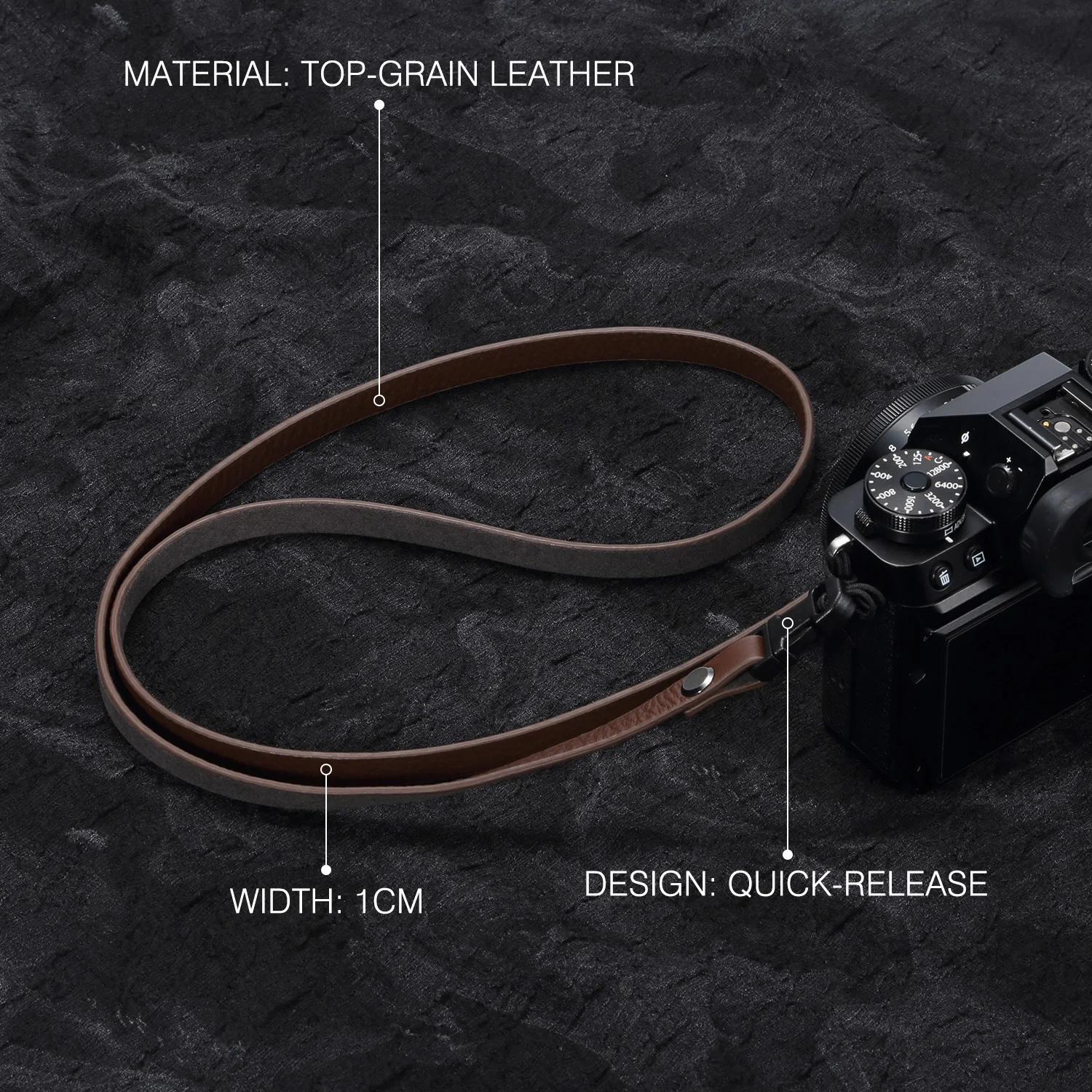 Premium Leather Camera Strap with Quick Release for DSLR & Mirrorless Cameras
