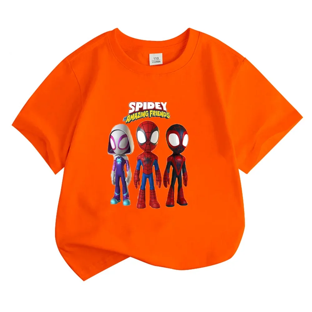 Spidey and His Amazing Friends T-shirts Summer Comfortable Children's Cotton Tops New Pattern Boys Girls Short Sleeve Tshirts 4