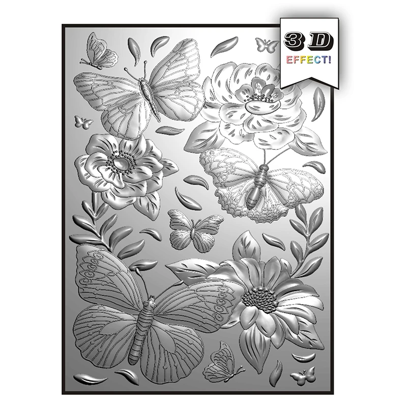 Plastic Embossing Folder Embossing Folder 3d Embossed Folder And Metal Mold-Butterfly And Flower Used For Handmade Letters Background Greeting Card Clipbook