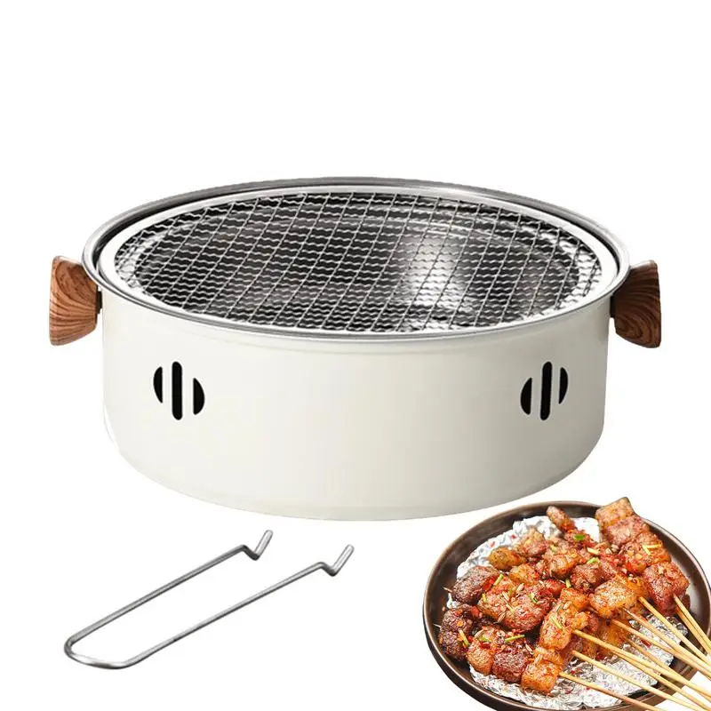 

Table Top Stainless Steel BBQ Grill with Handle Net Lifter Portable Charcoal Barbecue Grill for Indoor Outdoor Camping BBQ Gril