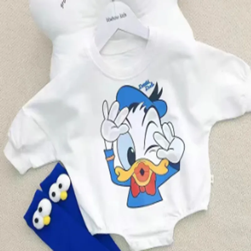 Spring Newborn Baby Boy Rompers Cartoon Mickey Mouse Donald Pooh Print Infant Girl Jumpsuit Cotton Bodysuits Kid Outfits Clothes