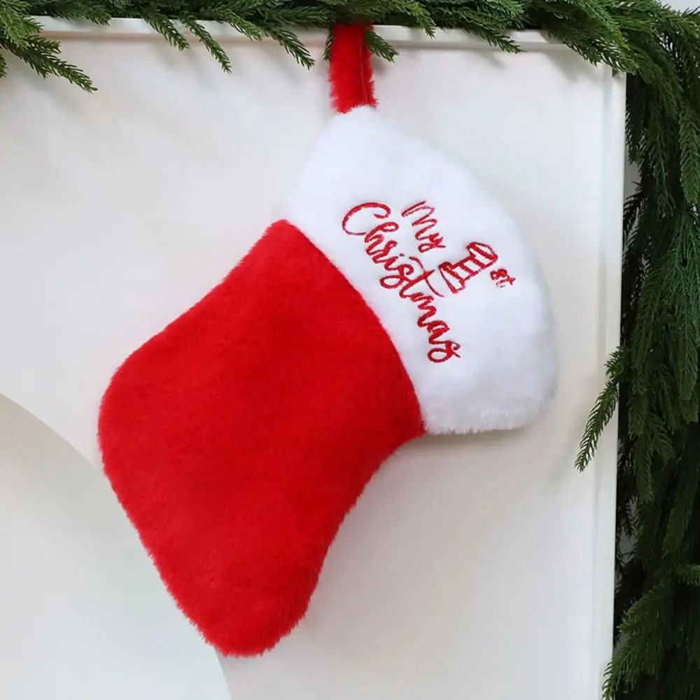 Funny Soft Knitting Christmas Stocking Red Letter Christmas Hat New Year Gift Party Supplies Xmas Tree Decoration Event Layout