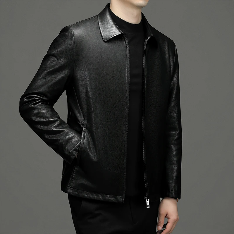Men's Sheepskin Jacket Spring And Autumn Business Casual Thin Section Lapels