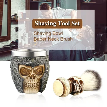 Spazzola da barba per barbiere Spazzola per la pulizia della barba da uomo Ciotola per sapone schiumogeno Strumenti per la rasatura del salone Ciotola da barba Spazzola per capelli Set di spazzole per barba 1