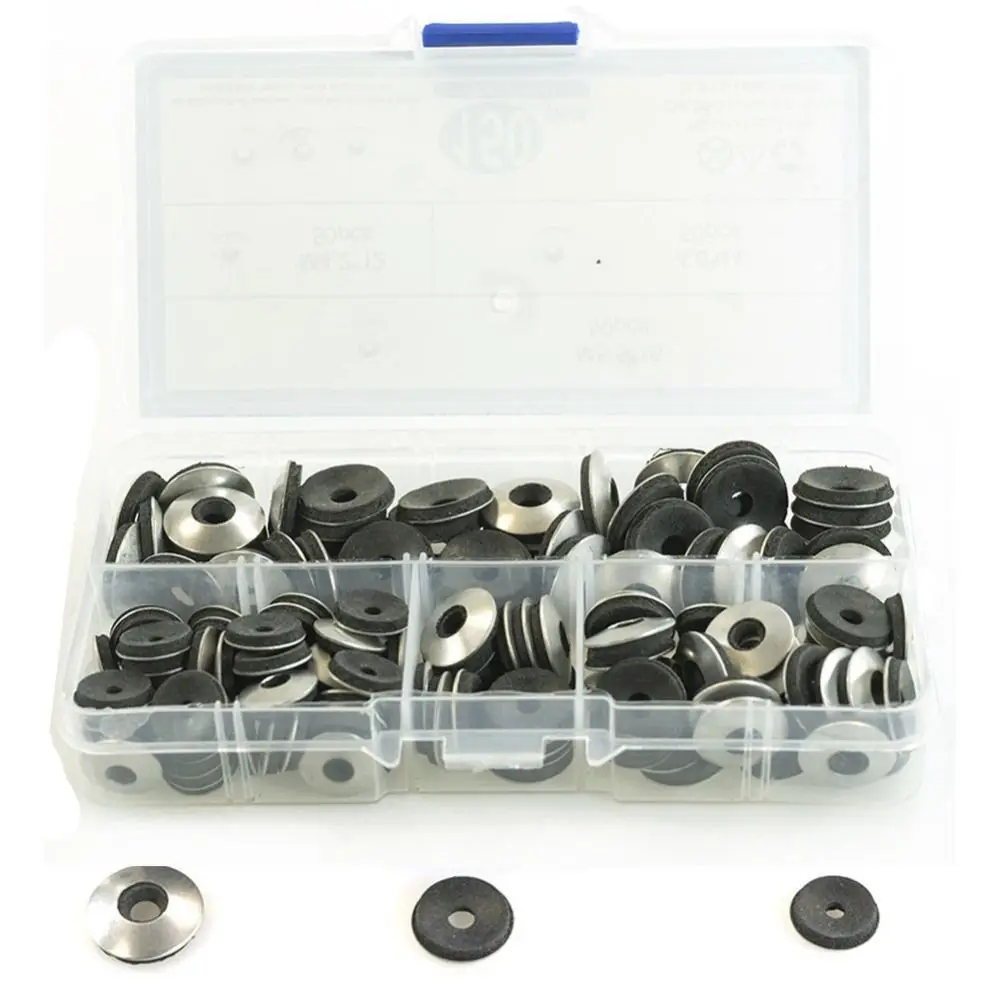 

150Pcs Neoprene Sealing Washers EPDM 304 Stainless Steel Metal Washers Bonded Neoprene Washers Self Drilling Screws