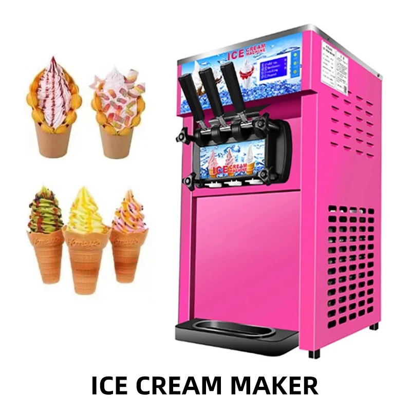 220V Small Ice Cream Machine Tricolor Ice Cream Maker Commercial Stainless Steel Desktop Sweet Cone Freezing Equipment 1200W household backwash prefilter stainless steel filter screen high flow water filter limit anti freezing cracking water purifier