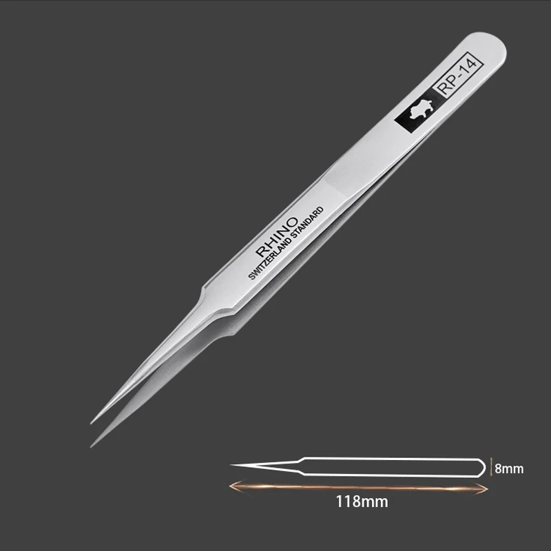 Japan RHINO RP Tweezers Anti-acid Anti-magnetic High-precision Super Hard Sharp Forceps Phone Watch Jewelry Components Repair tweezer tool precision tweezers phone repair tweezers