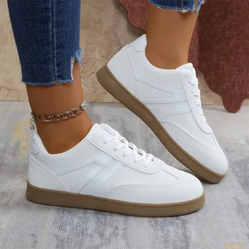 Women's casual sneakers Women Flats Sneakers 2025 New PU Leather Ladies Moral Training Shoes Casual Spring Walking Shoes Women 1