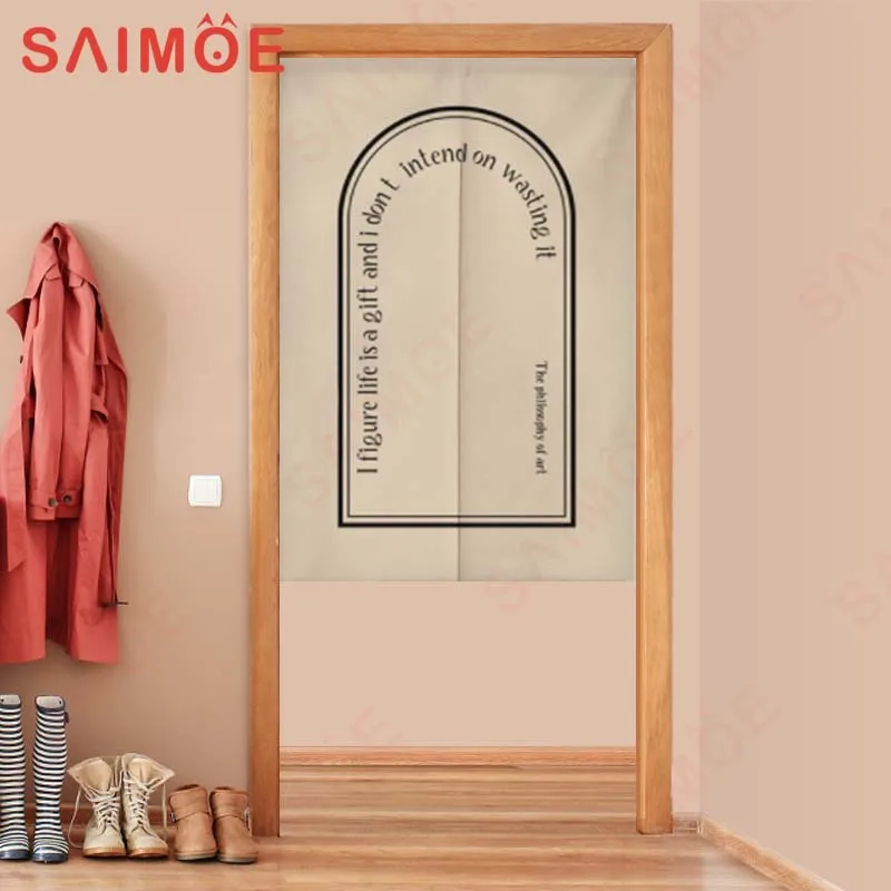 

American INS Floral Linen Door Cortinas Modern Minimalist Partition Bedroom Doorway Hanging Half-Curtain for Cafe Shop Decor