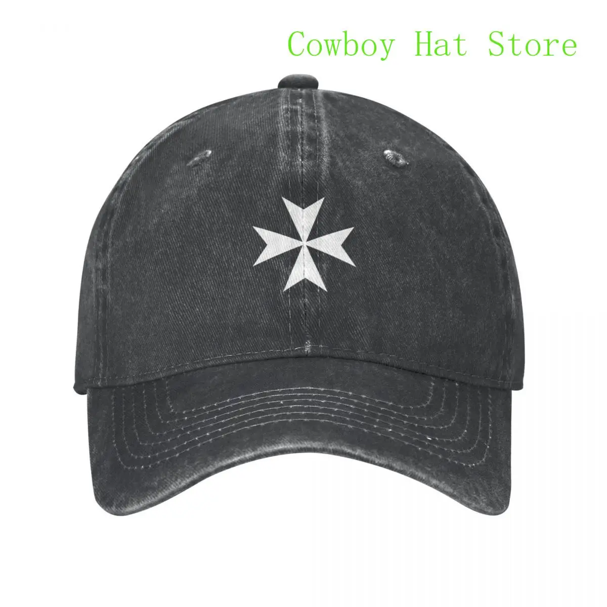 

Best CROSS MALTA Maltese Amalfi Cross Maltese cross Knights Hospitaller WHITE on BLACK Baseball Cap Luxury Brand Men Caps Women'