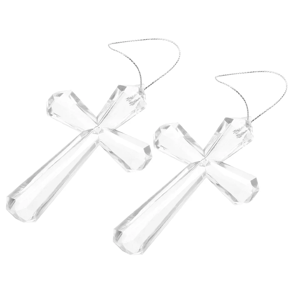 

2pcs Easter Tree Hanging Acrylic Ornaments Cross Shaped Acrylic Hanging Pendants