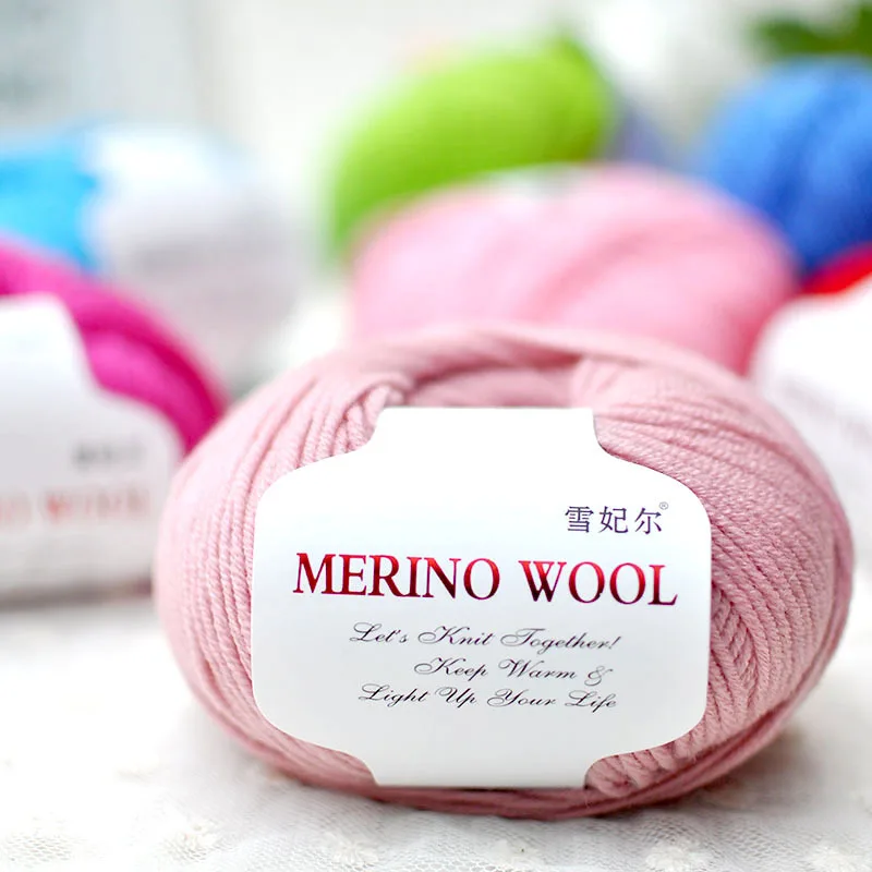 Ovillo de lana merina 100% para tejer pelo de oveja medio, ovillo de lana de 50g para tejer a mano, suéter, bufanda, bolas Lanas, envío gratis