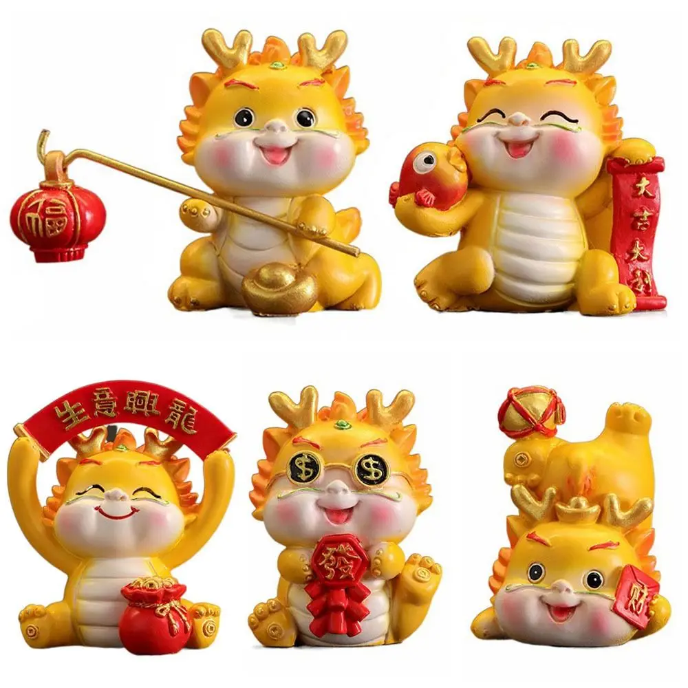 

Статуэтка китайского знака зодиака из смолы, украшение для автомобиля ручной работы, золотые миниатюры, аксессуары для дракона, мультяшный счастливый Шарм, фотофестиваль