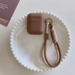 Soft Silicone Earphone Case with Smile Hand Strap - Wireless Bluetooth Protective Cover - Airpods 3 (BROWN)