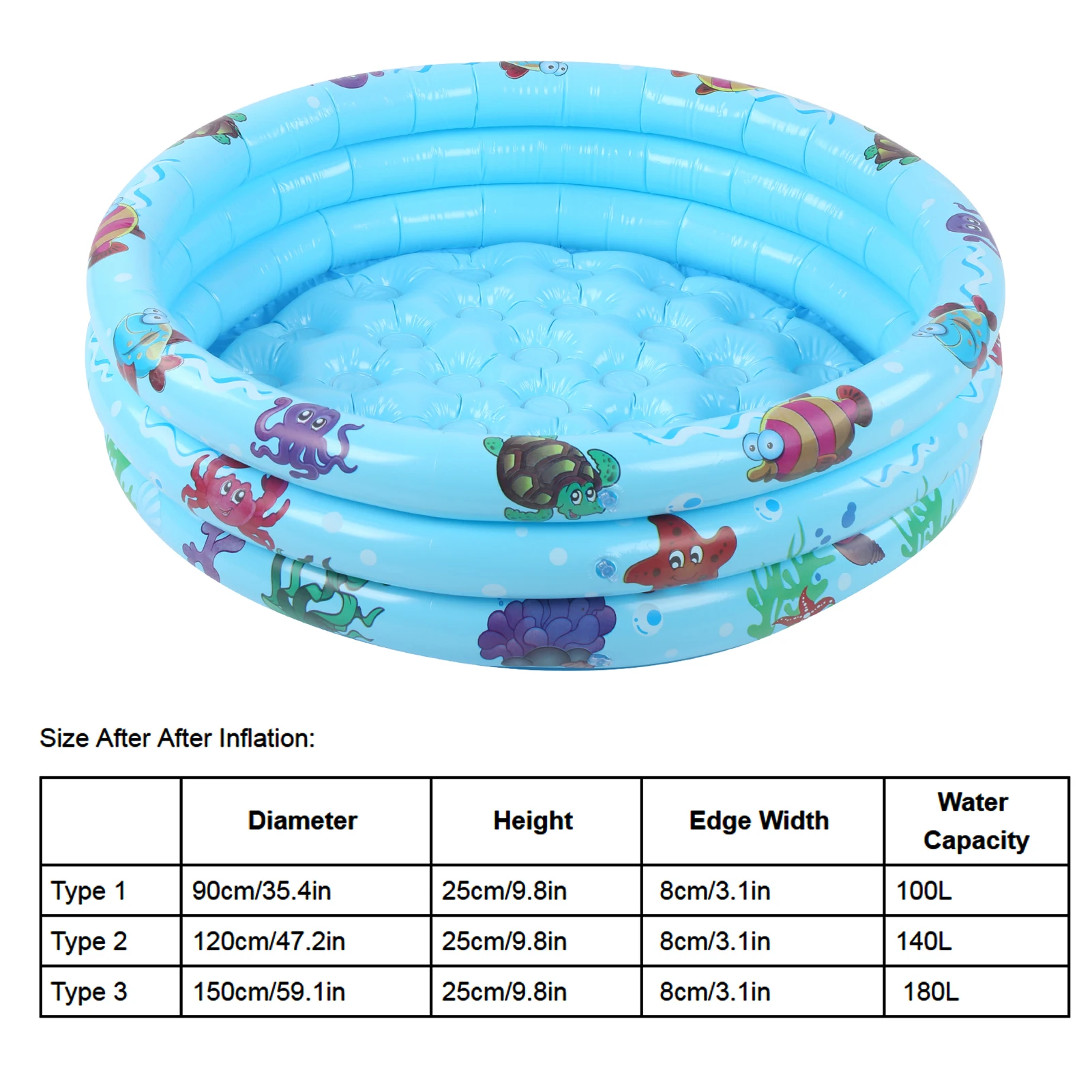 90cm 120cm 150cm Indoor Outdoor Baby Inflatable Swimming Pool Round Children Water Game Play