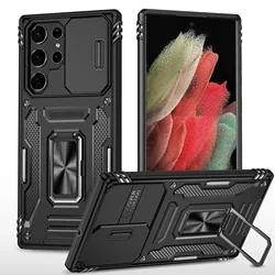 Full-Body Shockproof Rugged Military Grade Cover with Slide Camera Protection for Samsung A14 4G5G (Black)