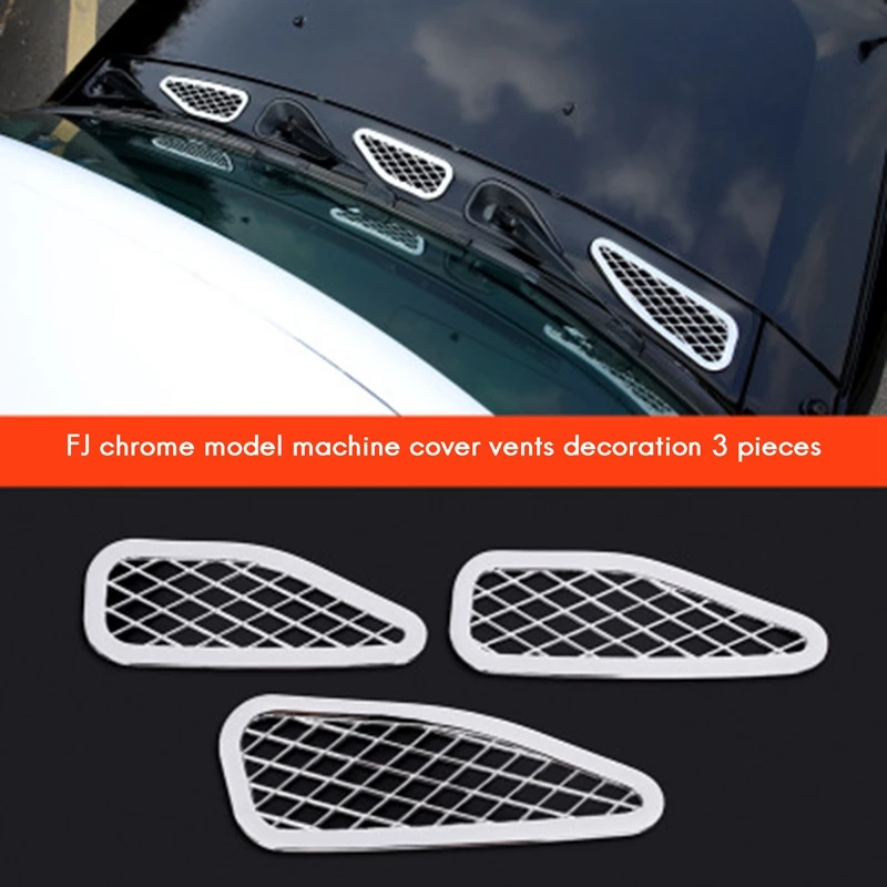 

3Pcs Front Hood Air Vent Outlet Sticker Trim Cover For Toyota FJ Cruiser 2007-2020 Car Accessories