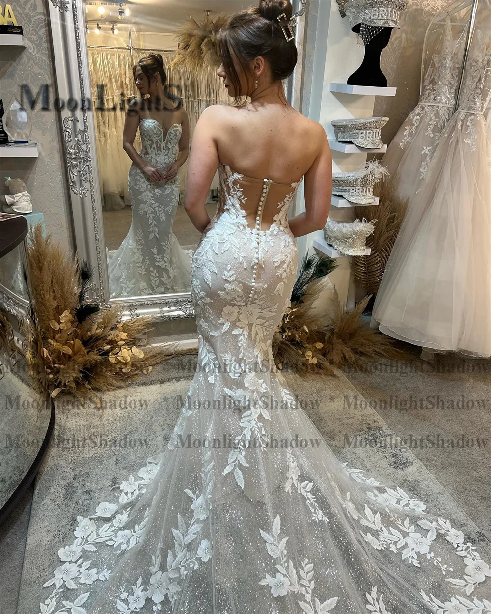 Moonlight Bohe Sweetheart Wedding Dresses for Women Button Court Train Lace  Appliques Robe De Mariee for Brides Customized - AliExpress 320