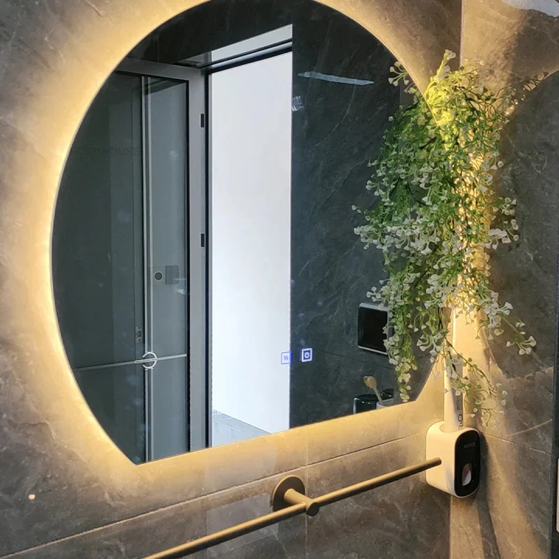 Description Picture 6 of itemNordic Semicircular Smart Bathroom Mirrors Home Touch Screen Bath Mirrors with LED Light Minimalist Vanity Mirror for Bathroom