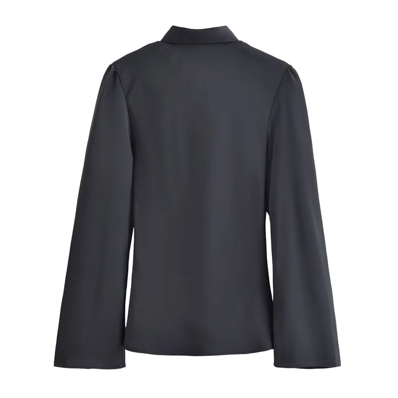 Women Satin V-Neck Scarf Lace-Up Blouses Female Fashion Spring Autumn New Long Sleeved Shirt Lady High Street Chic Ladies' Tops