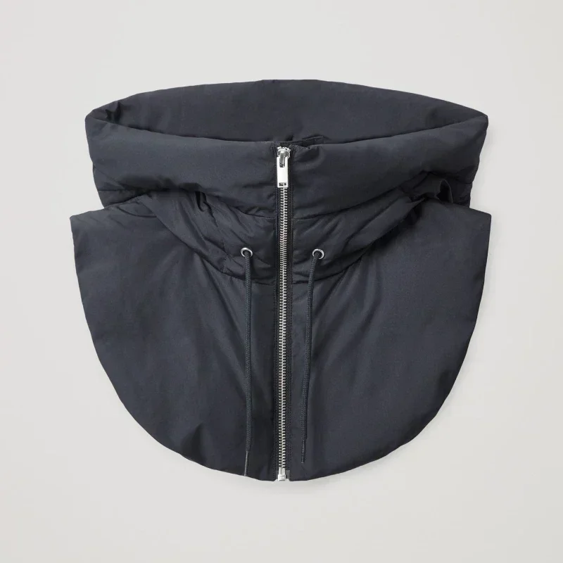 Winter Ultralight Down Hooded Hats for Women Men Warm Ring Scarf Balaclava Hat Neck Zippper Drawstring Coat Scarf Short Tank Top