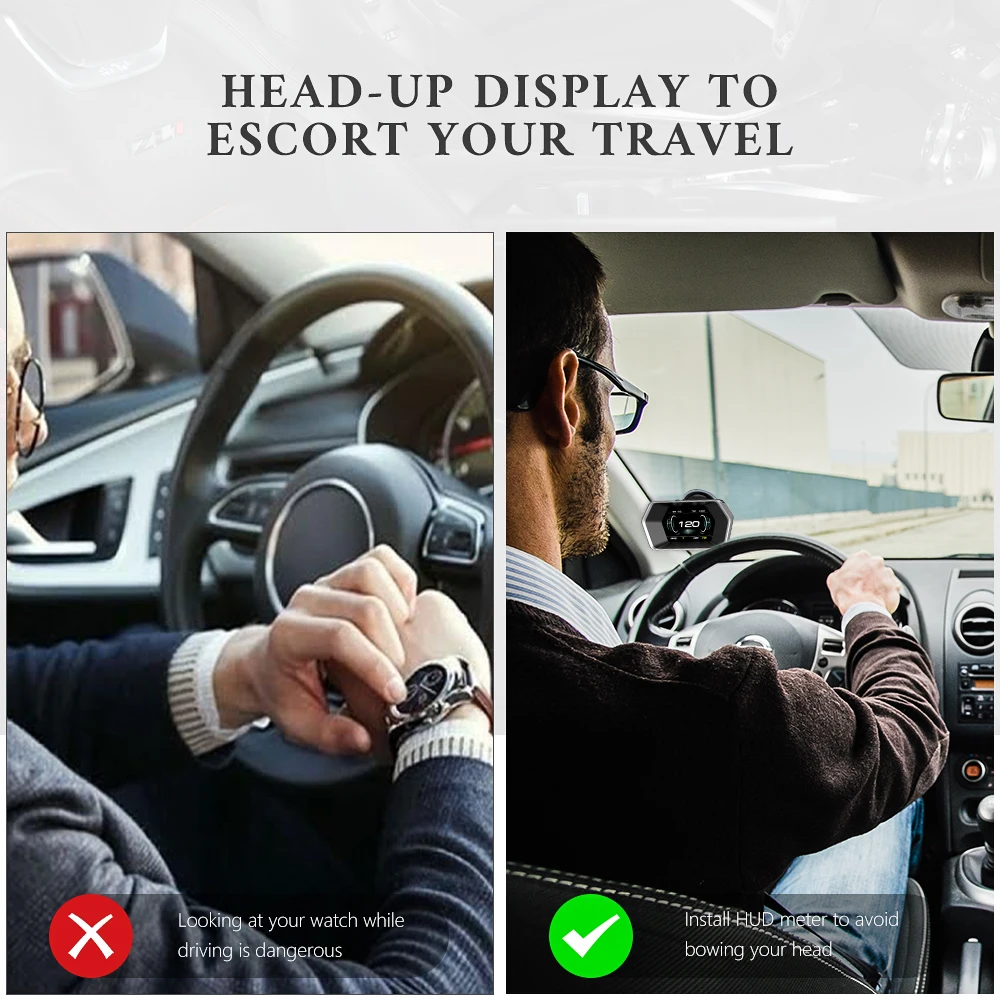 WYOBD P17 OBD2 HUD ÷ Ʈ ڵ  GPS ӵ  溸,   µ  RPM ڵ  ÷