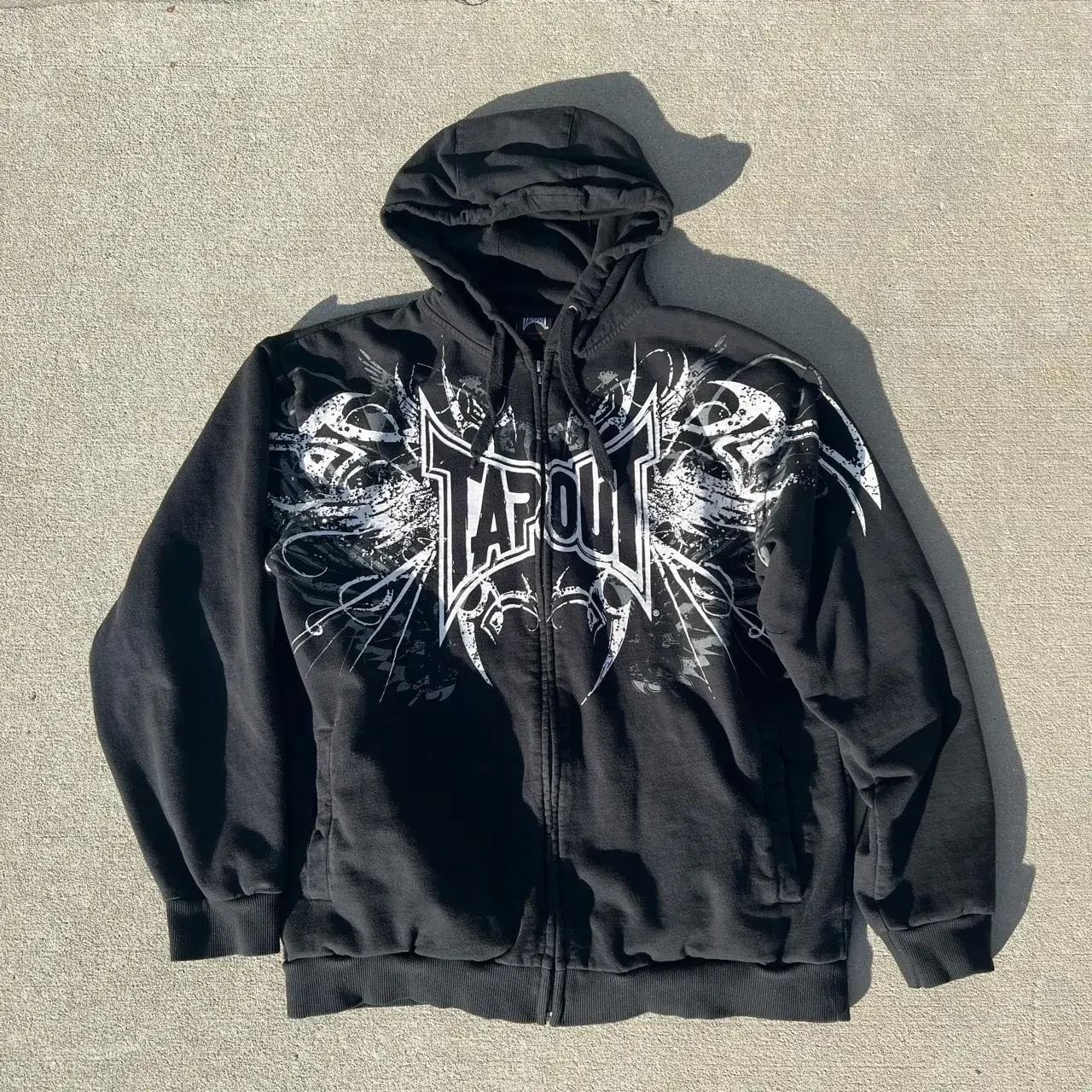 Tapout Zipper Hoodie Y2K Sweatshirt Retro Hip Hop Letter