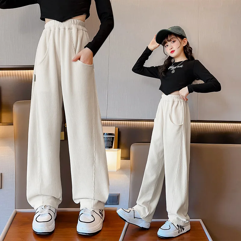 Girls Sweatpants New Spring Loose Fashion All-match Teen School Kids Trousers  High Waist 10 12 13 Years Children Casual Pants - Kids Pants & Capris -  AliExpress