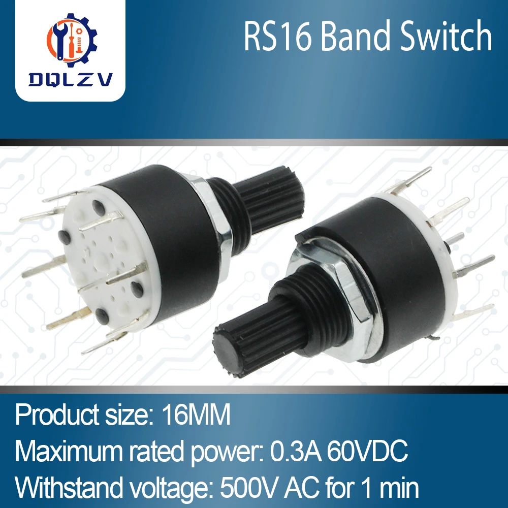 1 / 2 Pole 3 / 4 / 5 / 6 / 8 Position SR16 16mm Rotary Band Switch 15mm Shaft DC60V 0.3A 15mm Shaft Flower Axis Round Switch light switch wifi Wall Switches