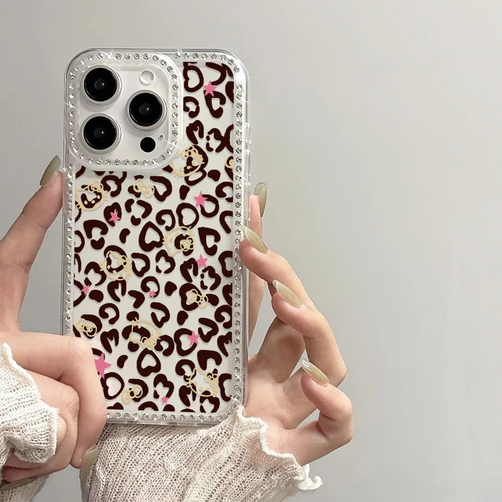 Heart-Shaped Leopard Print Shockproof Transparent Phone Case