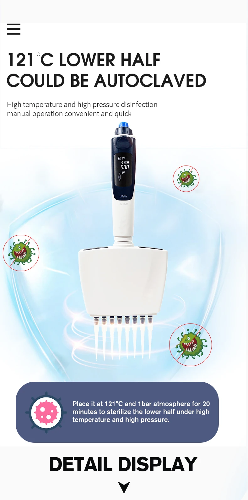 DPette+ Multifunktionale 8-Kanal Elektronische Pipette Digitale Pipette Mischpipette Laborbedarf Mikropipette Laborausrüstung – Detail 12