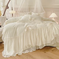 3pcs White Bedding set ruffles Duvet Cover Set (1*Duvet Cover + 2*Pillowcase, Without Core)for bedroom guest room 6