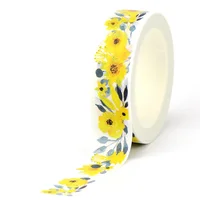 NEW 1PC. 10M Decorative Yellow Flowers Wreath Washi Tapes for Planner Adhesive Masking Tape Cute Papeleria 1