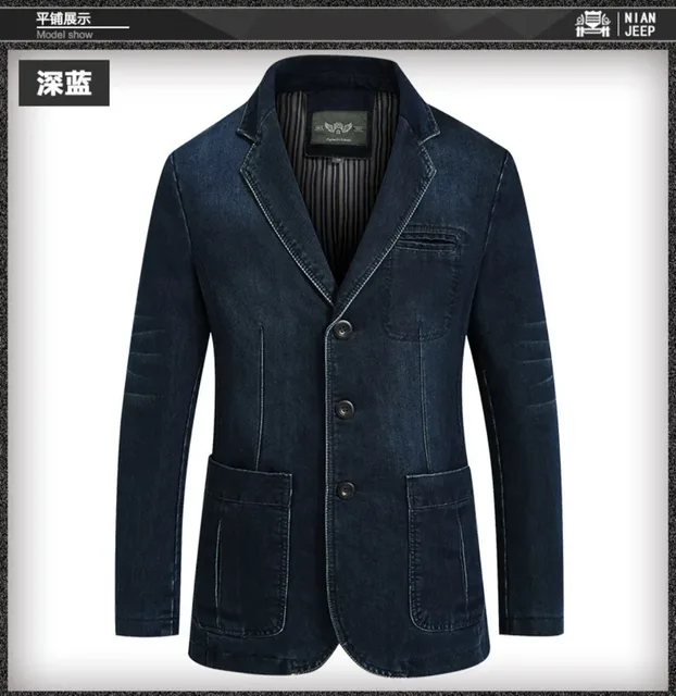 Blazers Men Denim Jacket Suits Coats Single Breasted Turn Down Collar Full Sleeve Casual Regular Coat Button Blazer Jackets 5